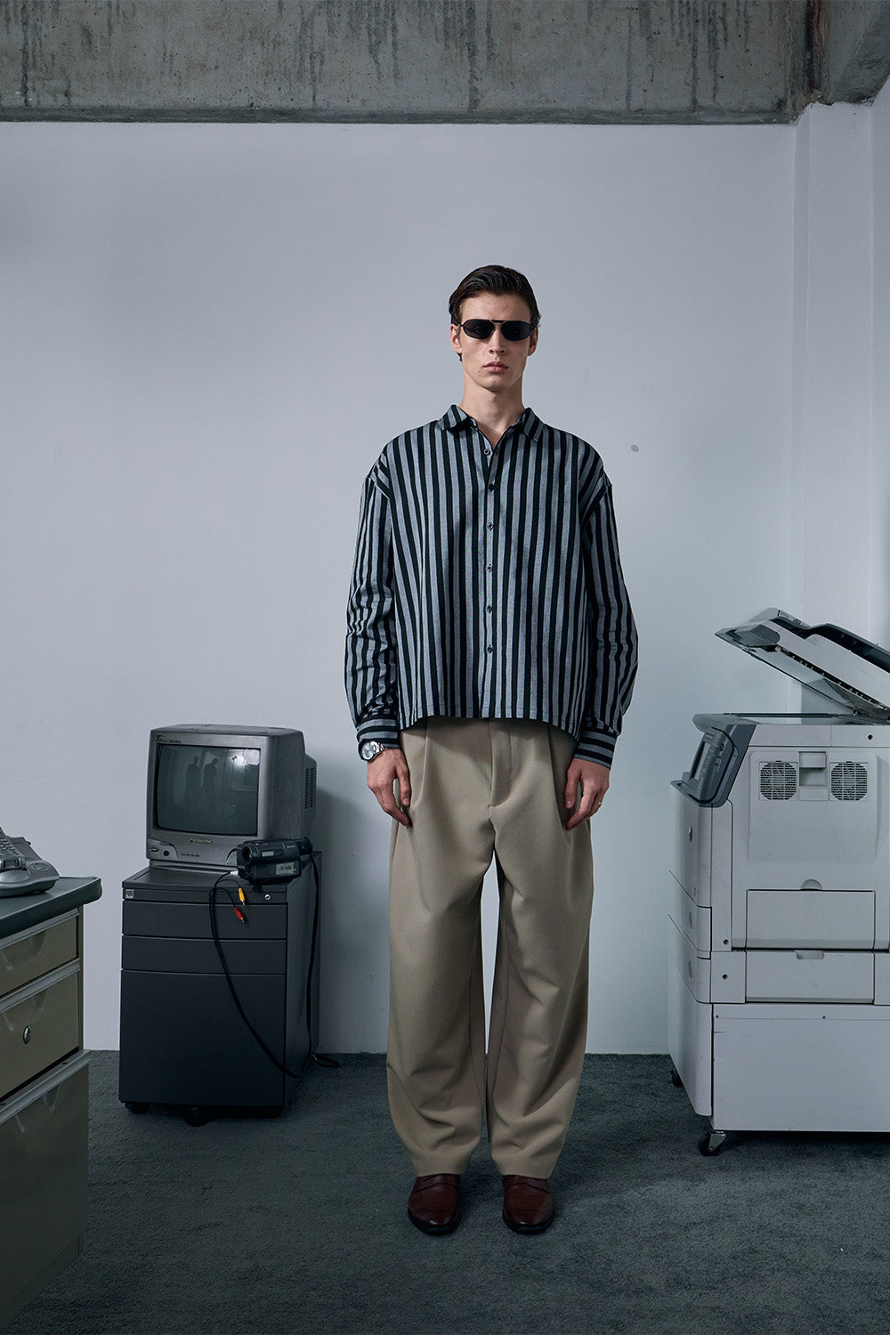 Charcoal Cabana Full Sleeve Striped Shirt - BonkersCorner