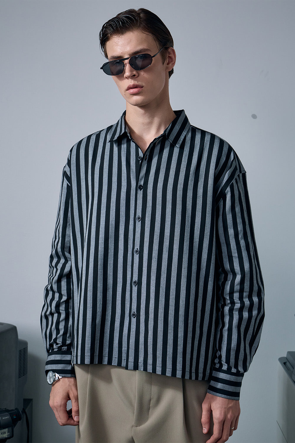 Charcoal Cabana Full Sleeve Striped Shirt