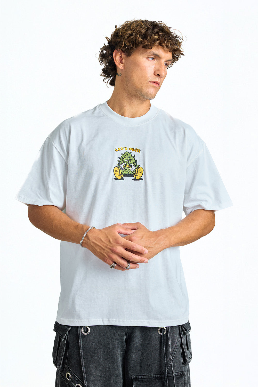 Chill Nugget White Oversized T-shirt - BonkersCorner