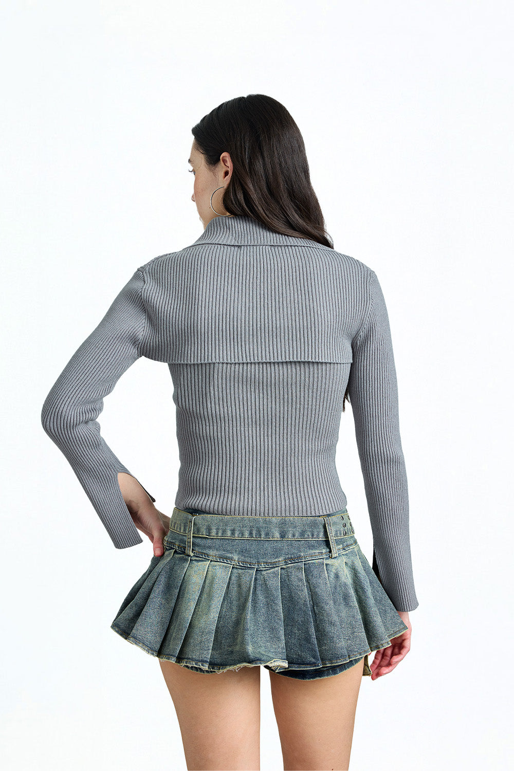 Cloud Grey Tie Front Shrug - BonkersCorner