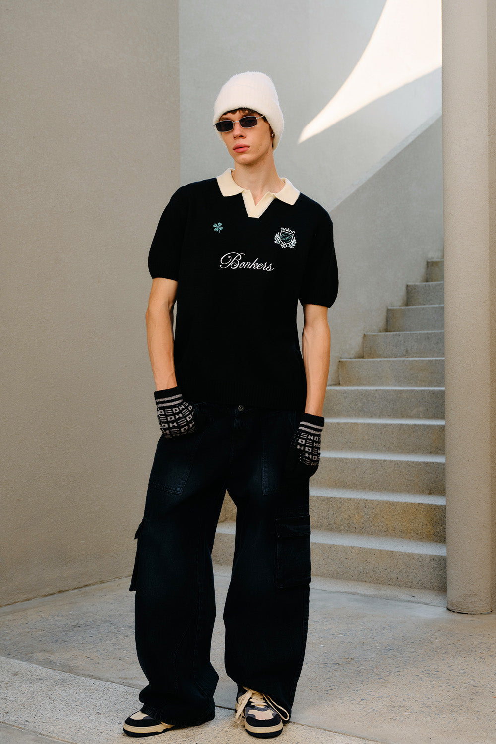 Clover Noir Knit Polo - BonkersCorner