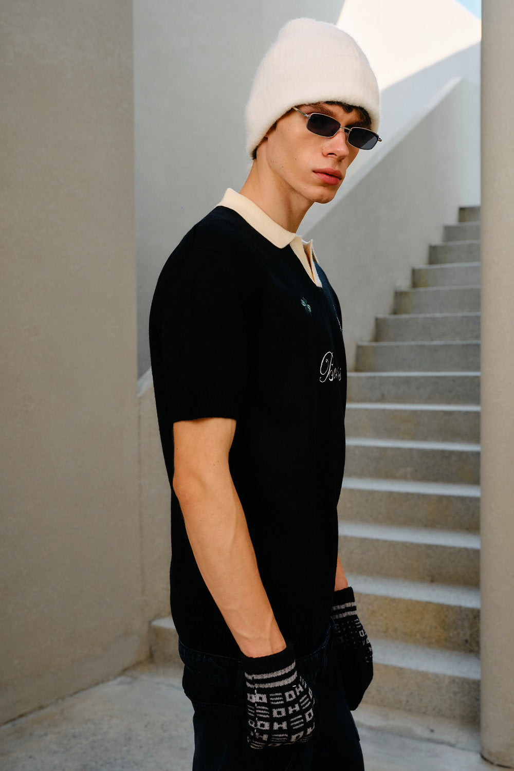 Clover Noir Knit Polo - BonkersCorner
