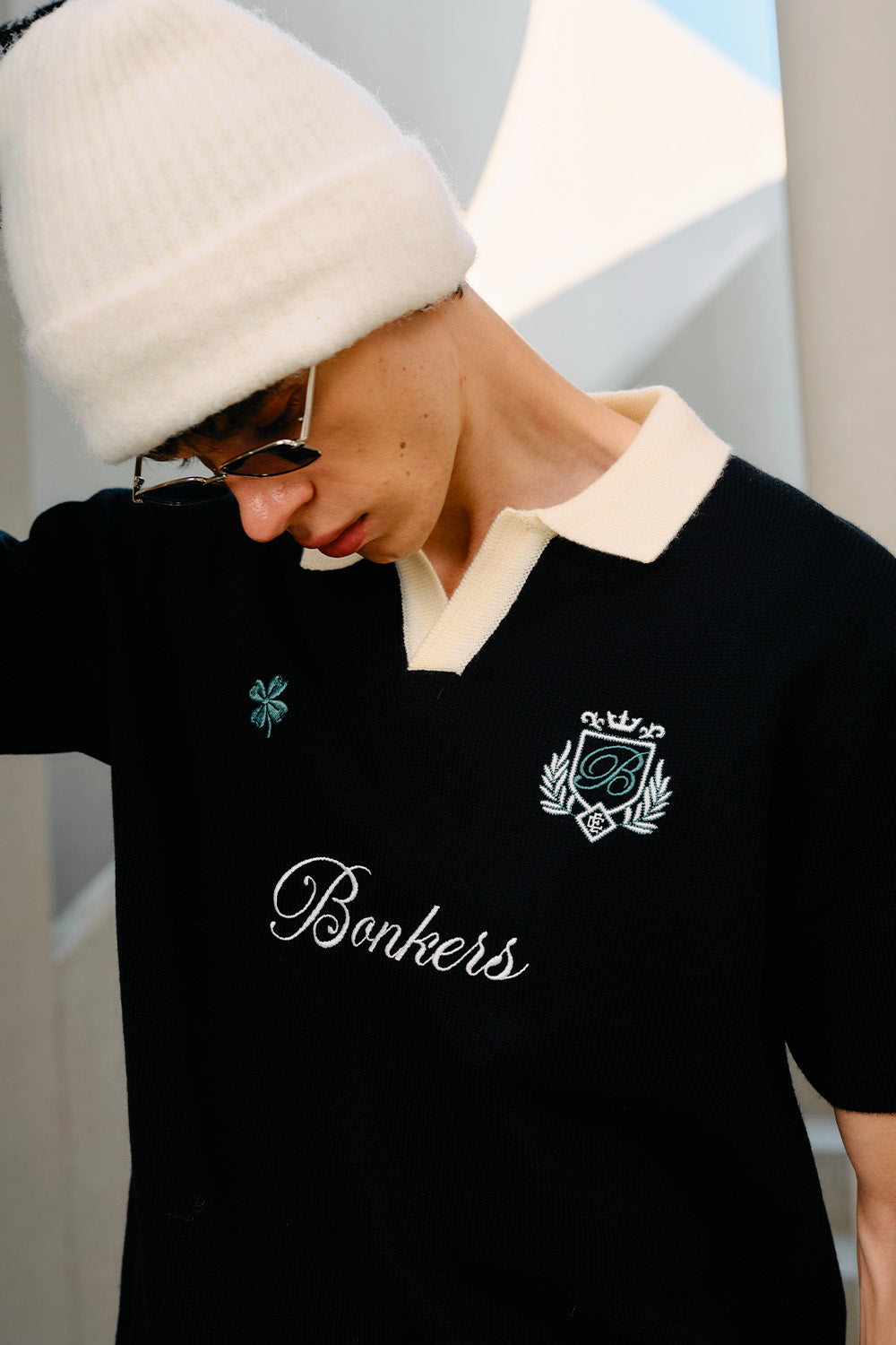 Clover Noir Knit Polo - BonkersCorner