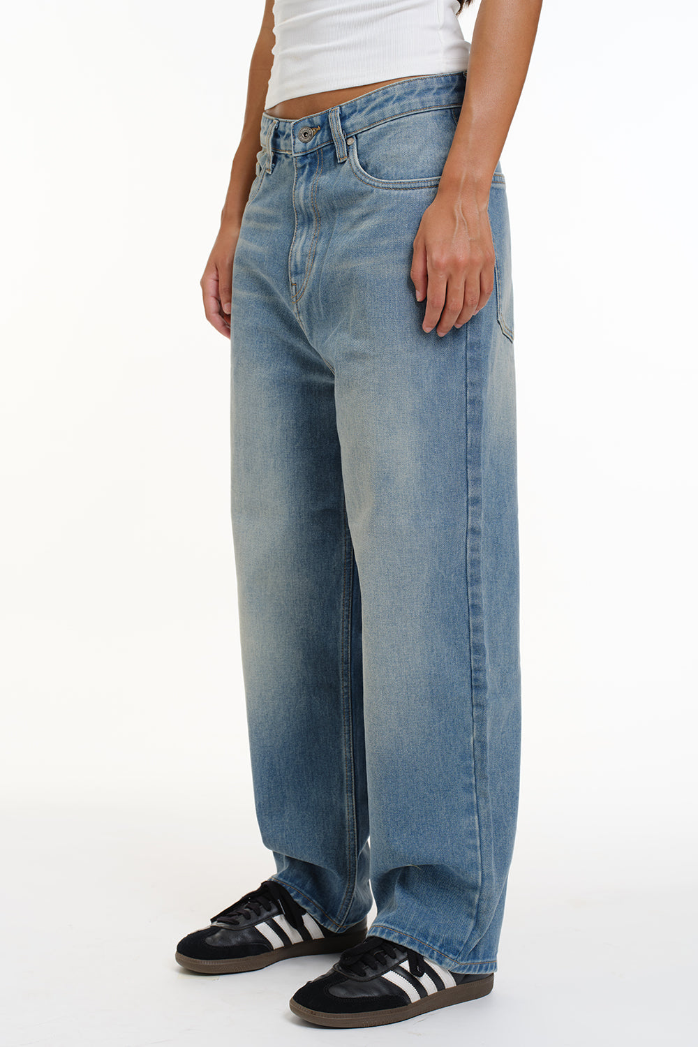 Crisp Blue Wide-Leg Jeans
