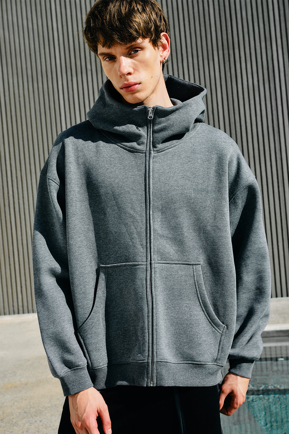 Dark Melange Classic Zip Hoodie