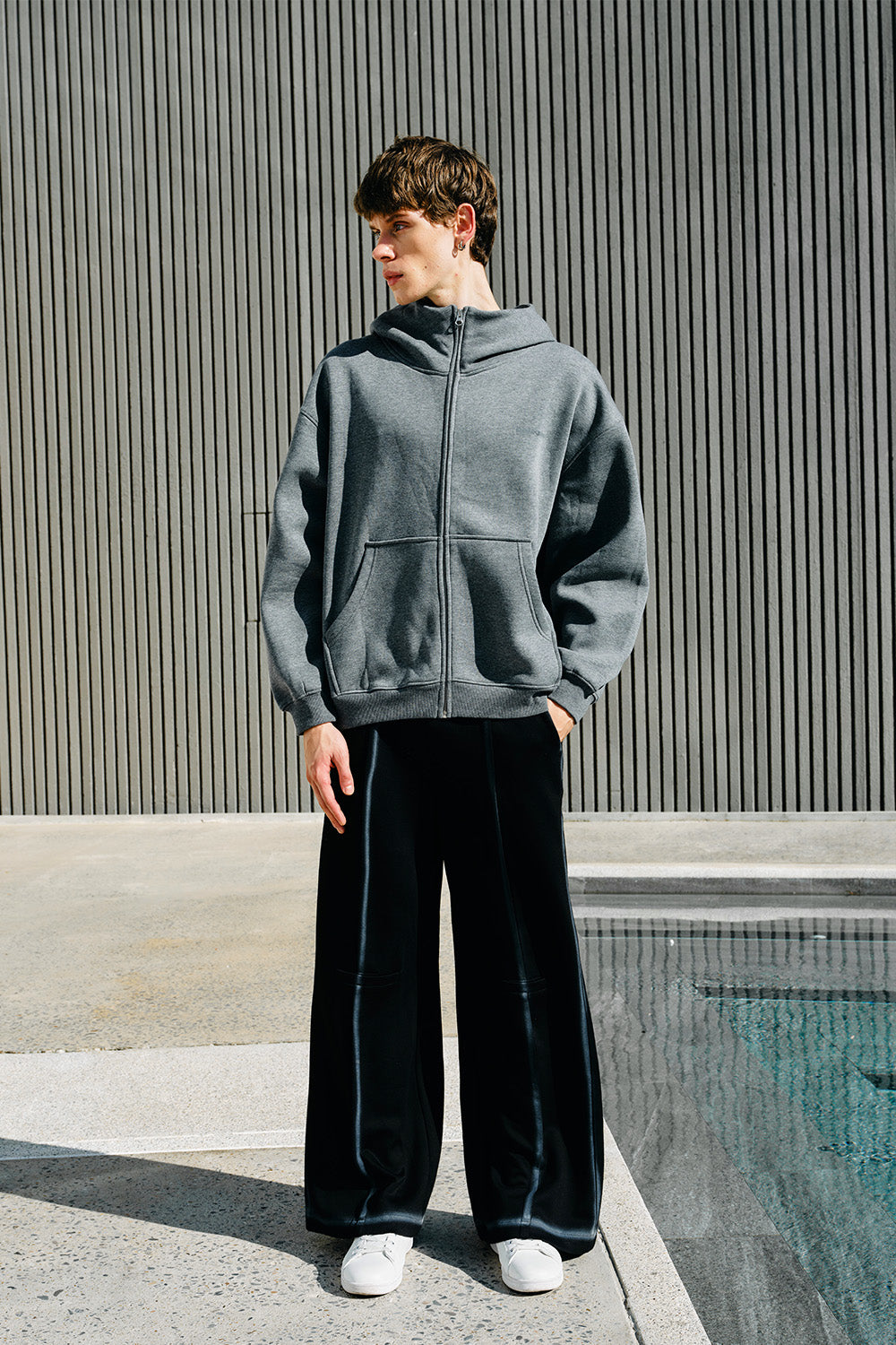 Dark Melange Classic Zip Hoodie