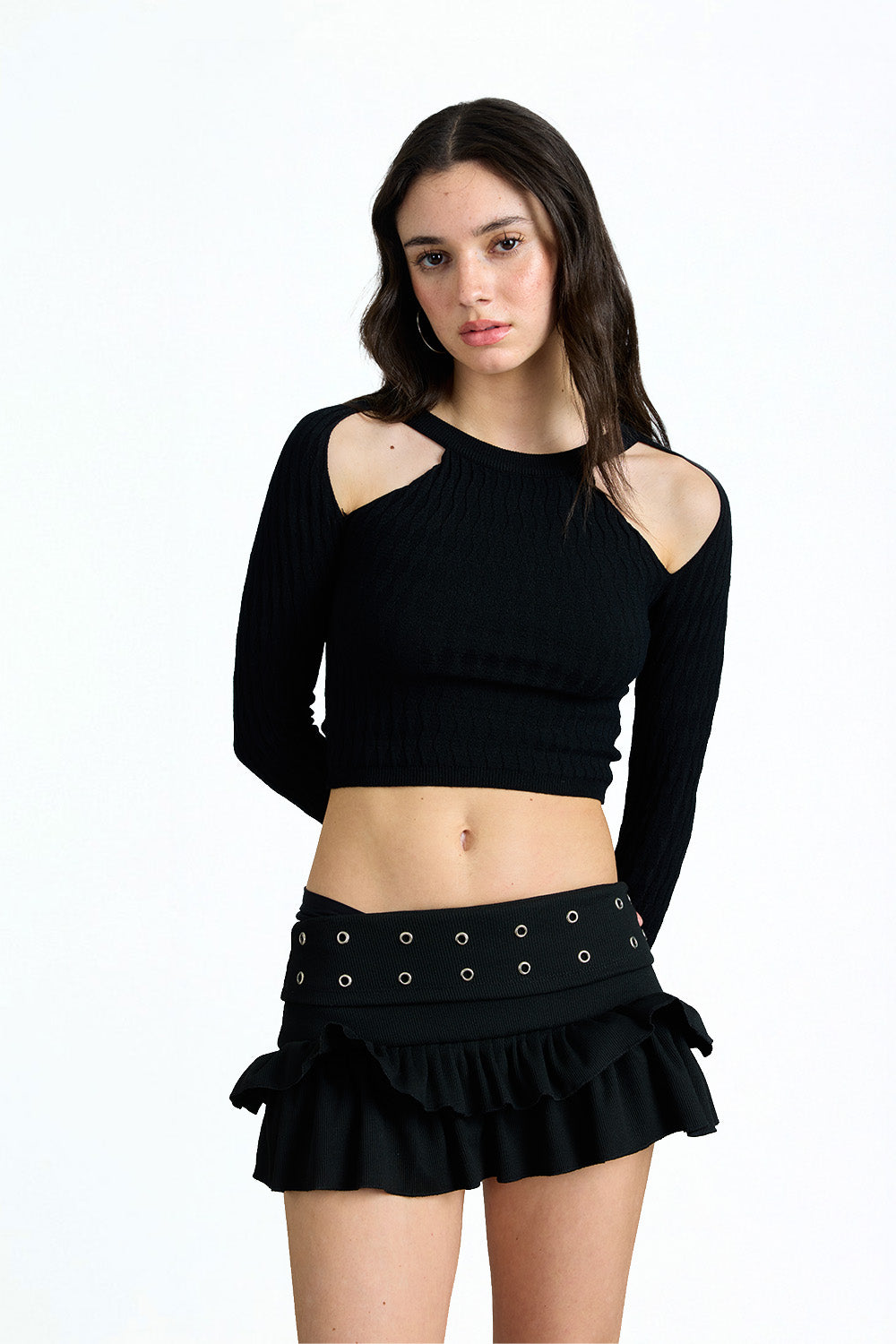 Dark Mode Cut-Out Knit Top