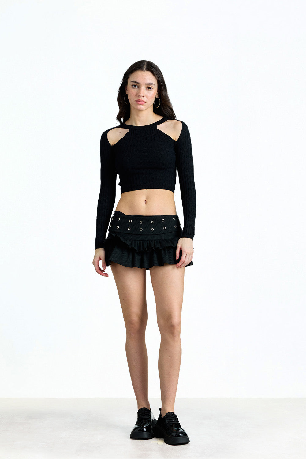 Dark Mode Cut-Out Knit Top