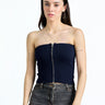 Deep Navy Zip Knit Tube Top - BonkersCorner