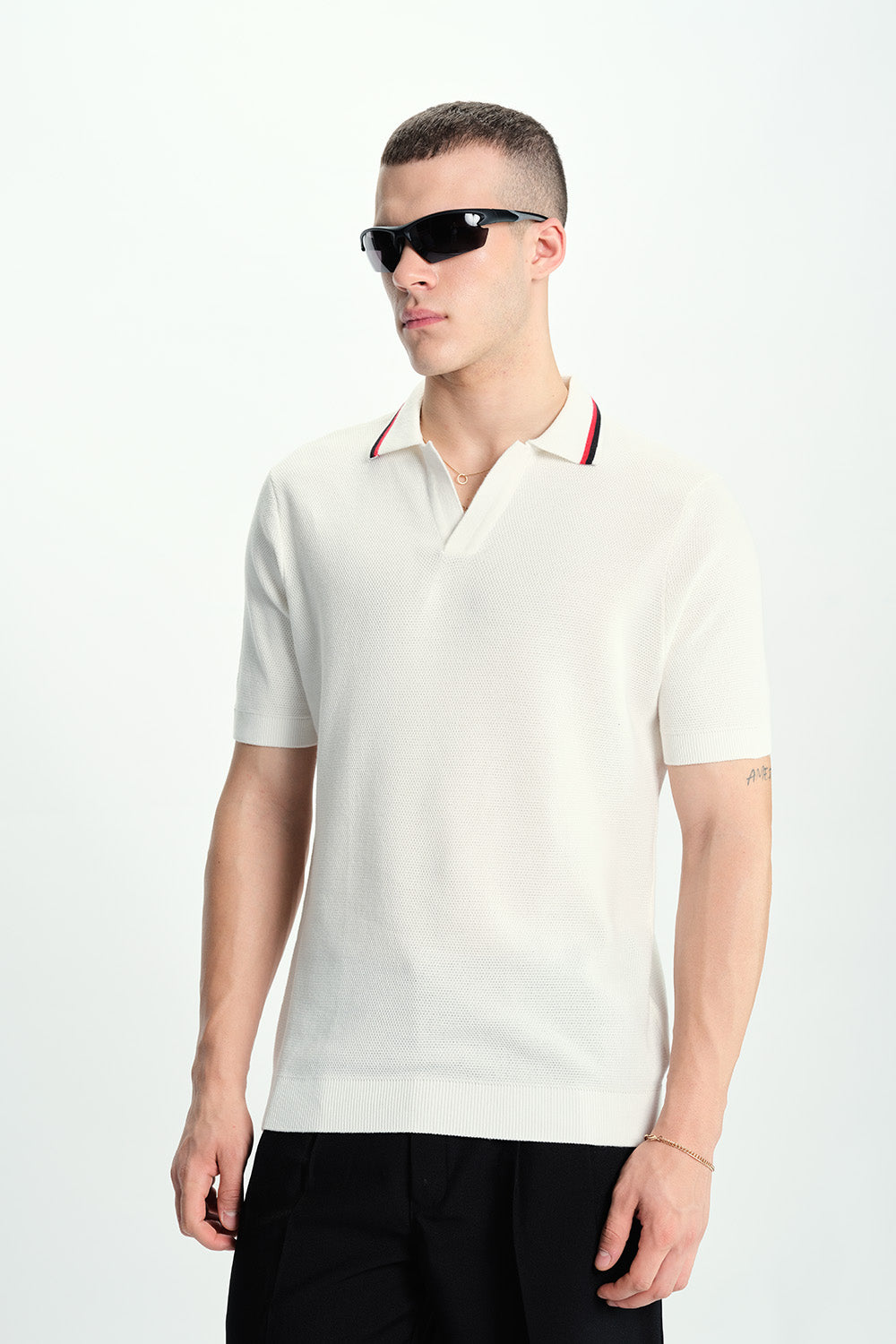 Dust White Knit Polo - BonkersCorner