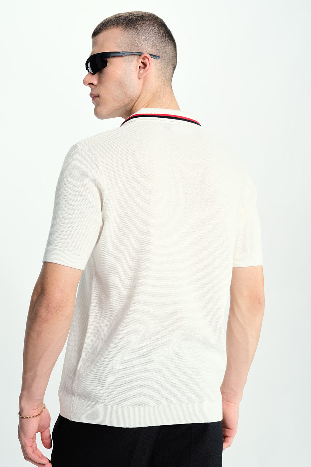 Dust White Knit Polo - BonkersCorner
