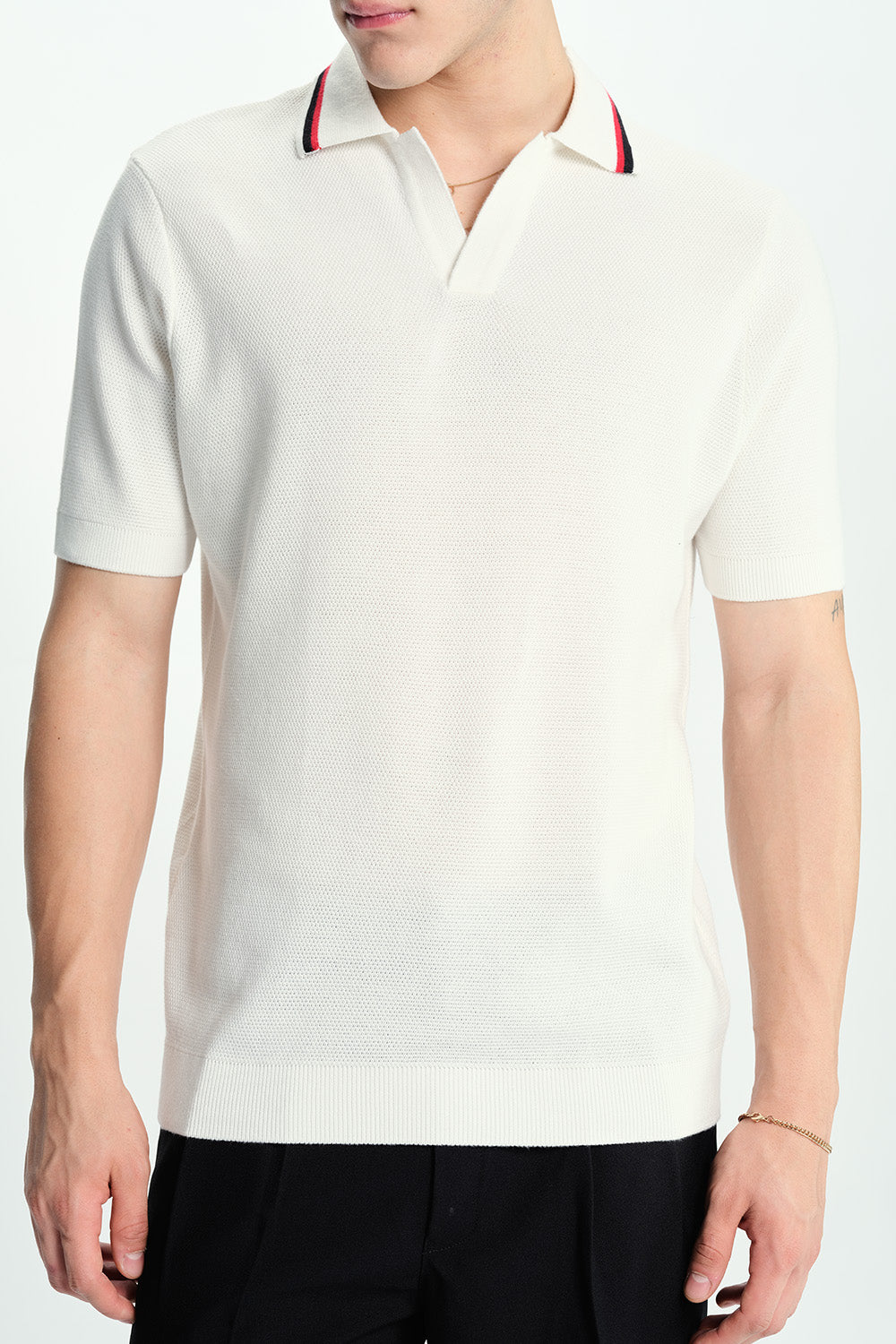 Dust White Knit Polo - BonkersCorner