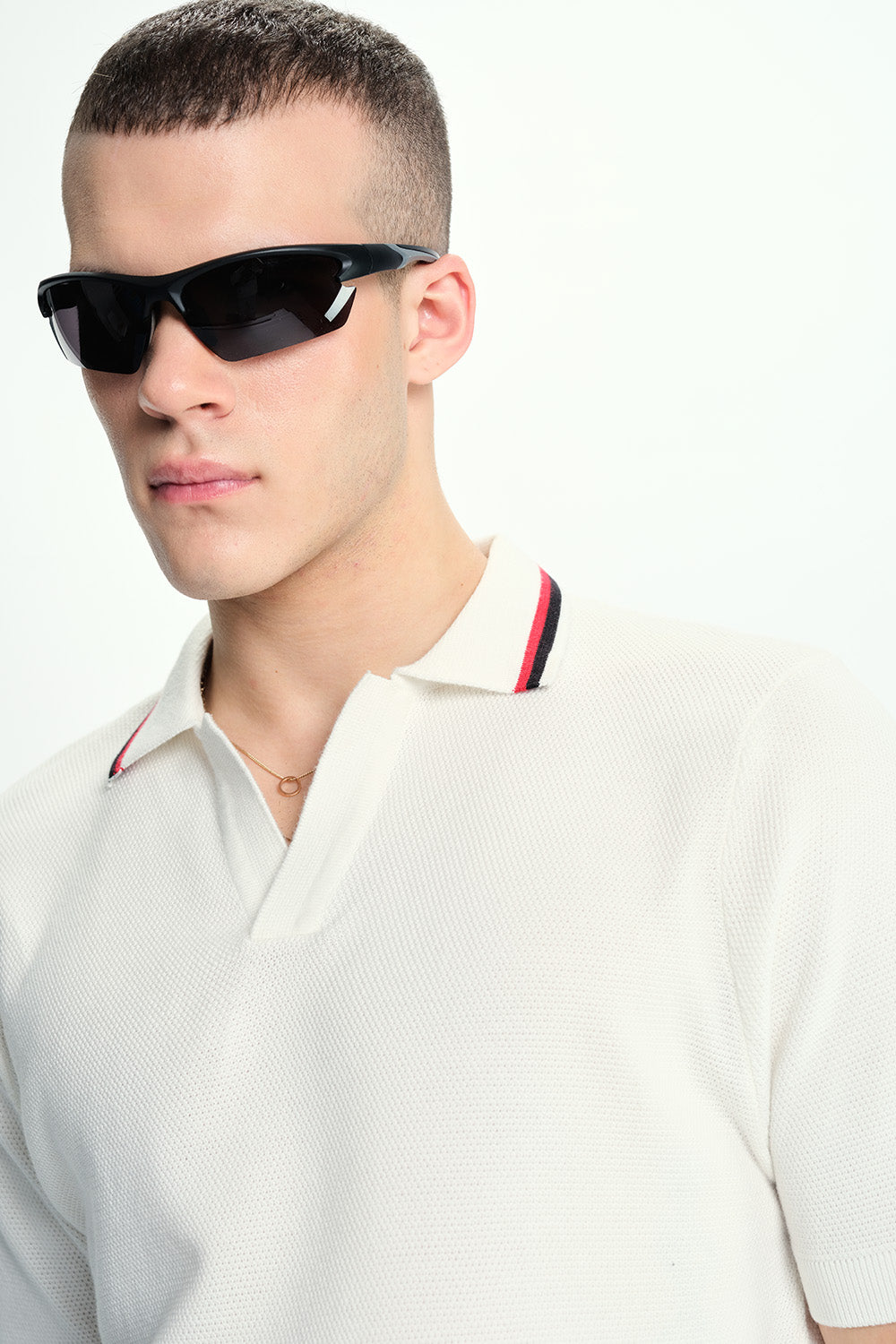 Dust White Knit Polo - BonkersCorner