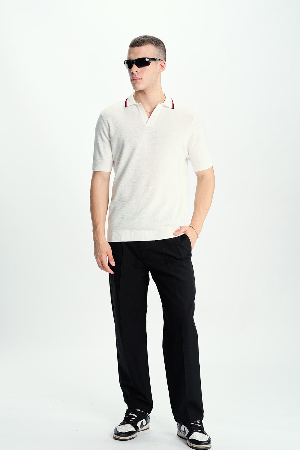 Dust White Knit Polo - BonkersCorner