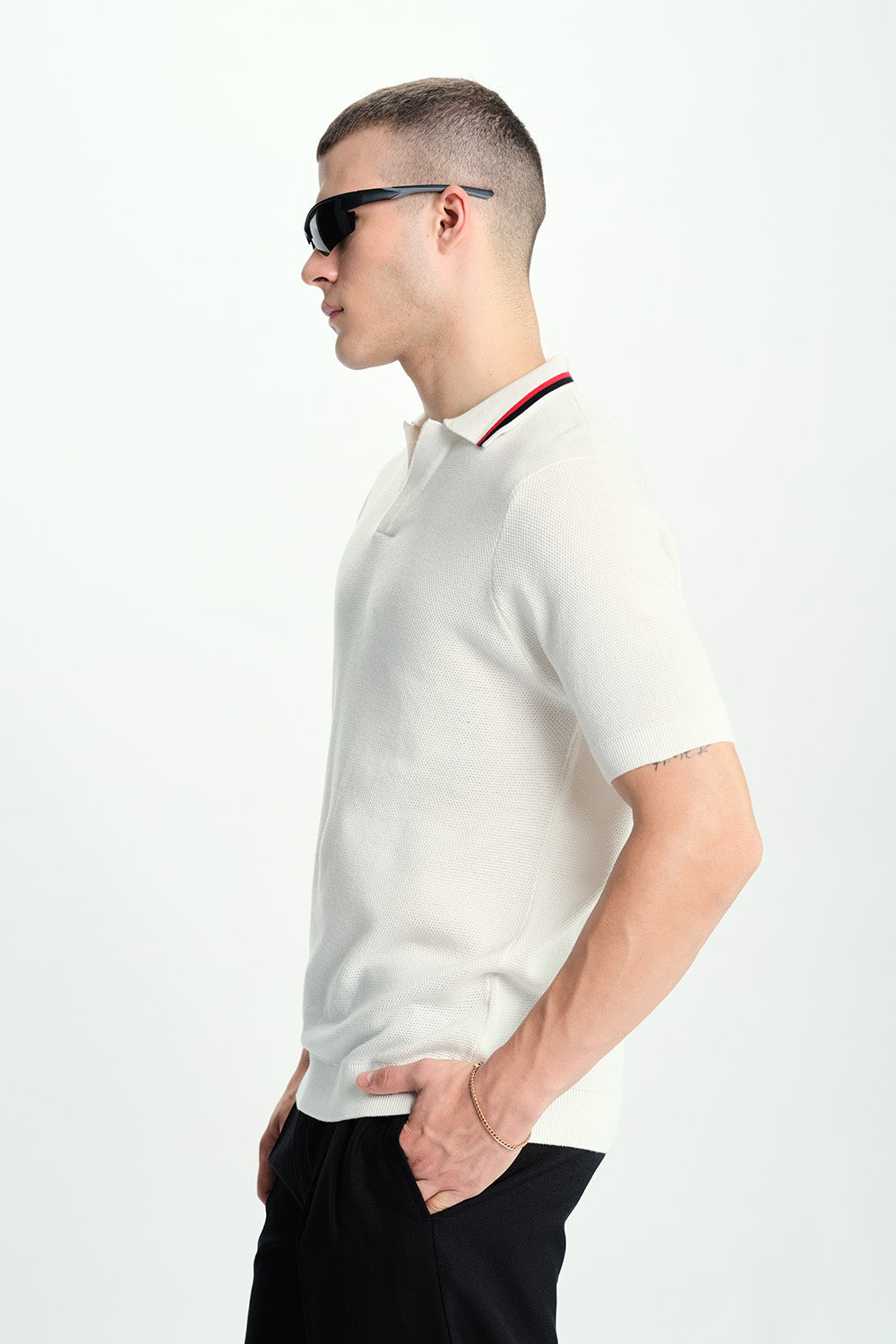 Dust White Knit Polo - BonkersCorner