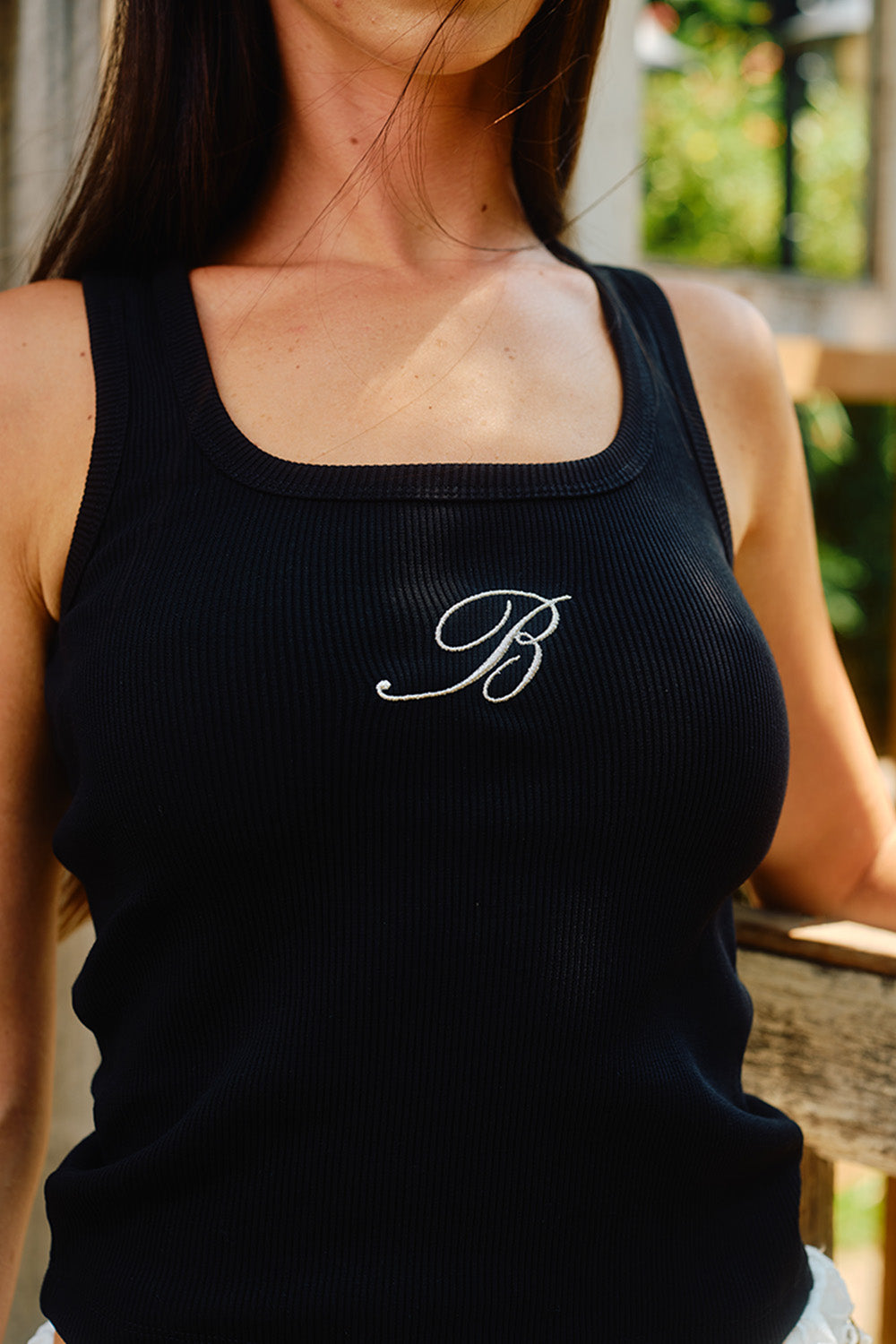Jet Black Outline Tank Top - BonkersCorner