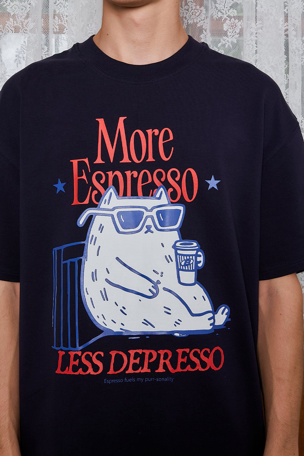 Espresso Depresso Navy Blue Oversized T-shirt - BonkersCorner