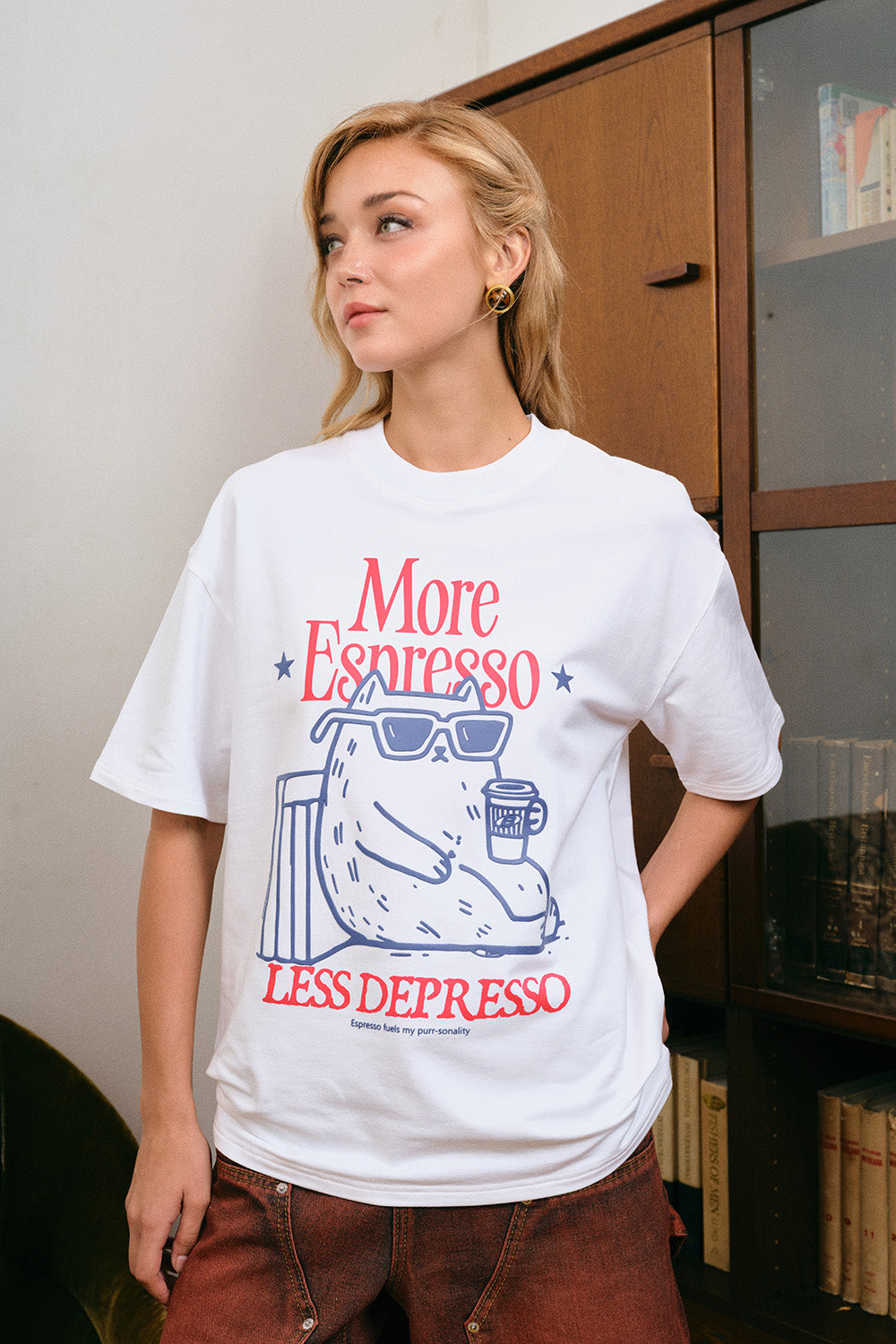 Espresso Depresso White Oversized T-shirt