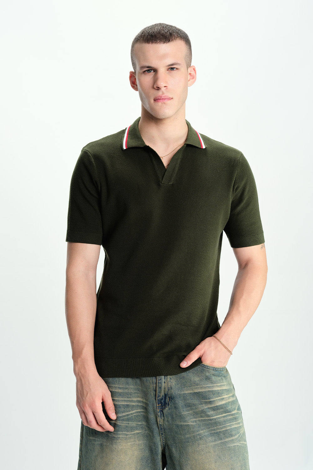 Field Olive Knit Polo - BonkersCorner