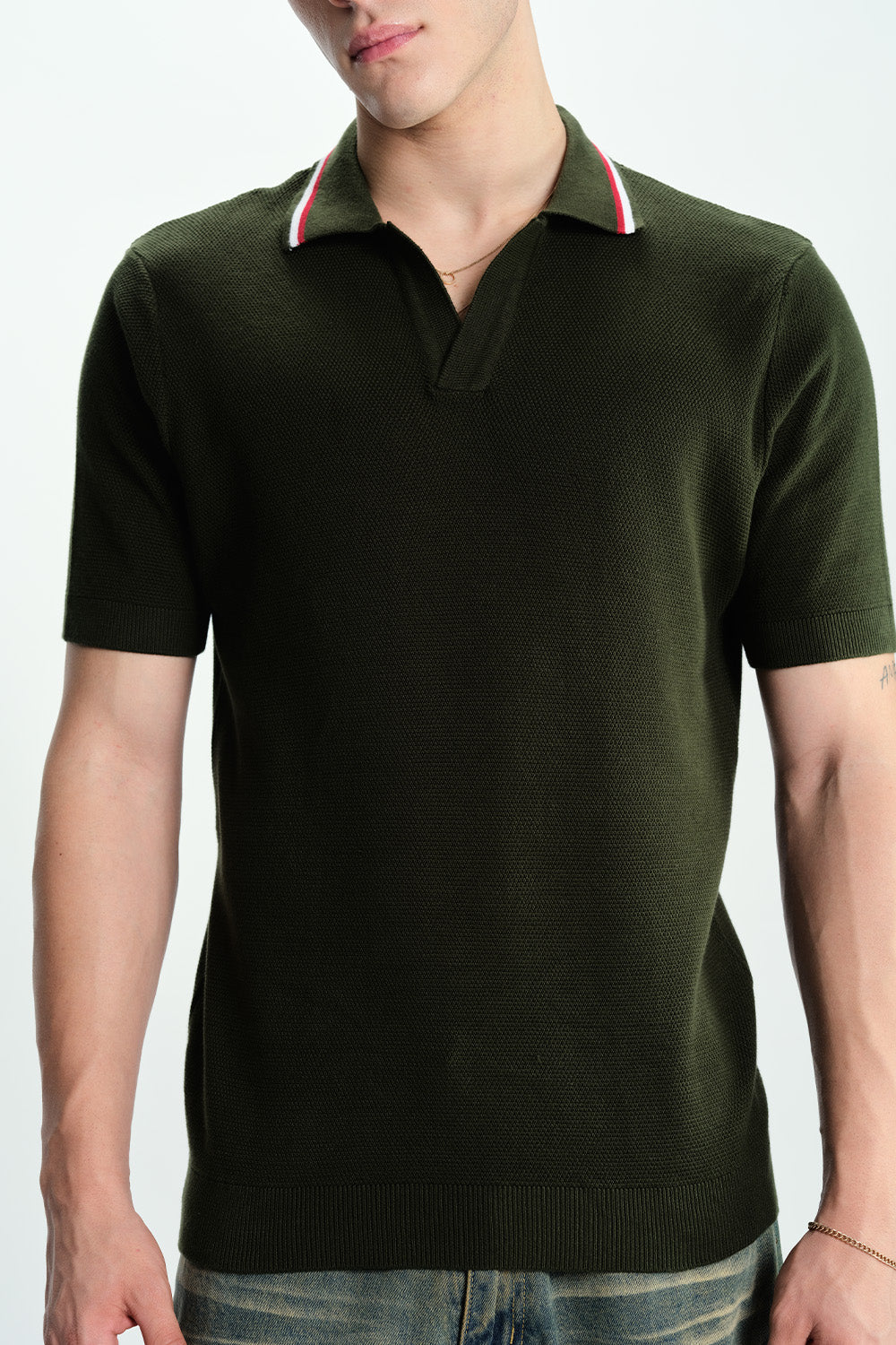 Field Olive Knit Polo - BonkersCorner