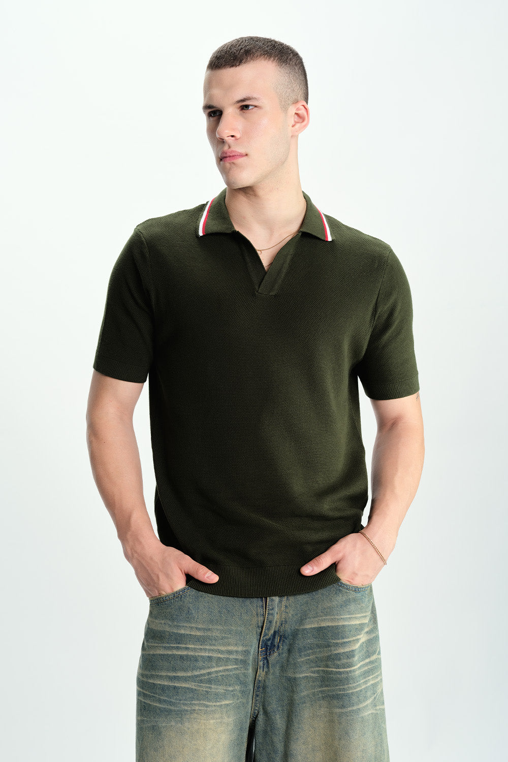Field Olive Knit Polo - BonkersCorner