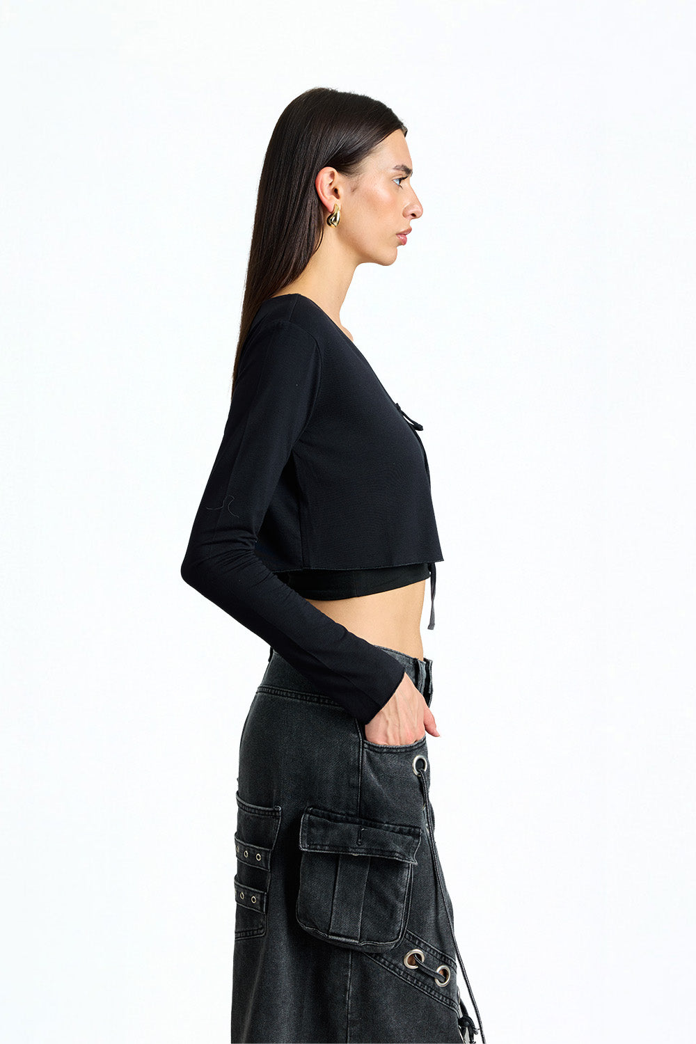 Front-Tie Long Sleeve Shrug - BonkersCorner