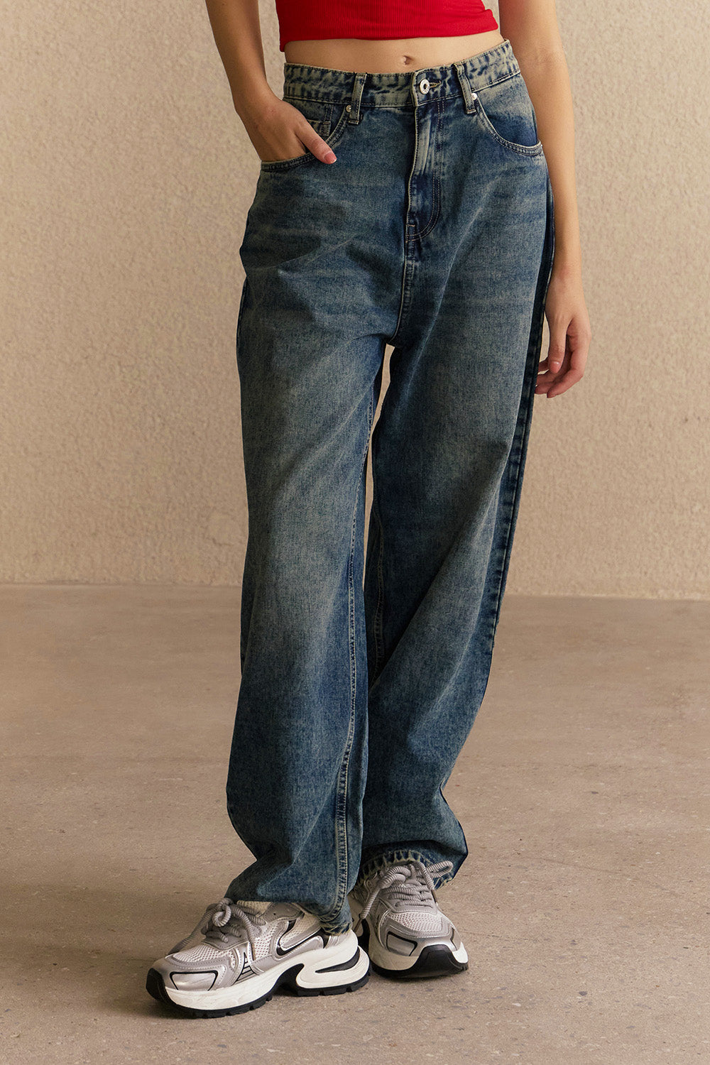 Gravel Wash Wide Leg Jeans - BonkersCorner