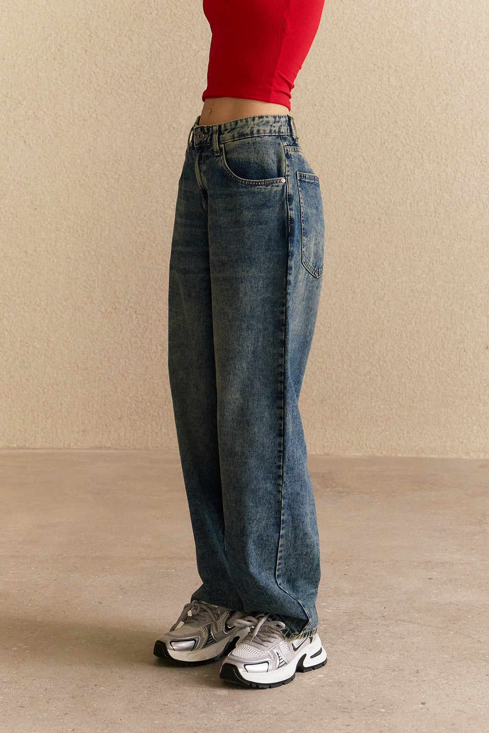 Gravel Wash Wide Leg Jeans - BonkersCorner