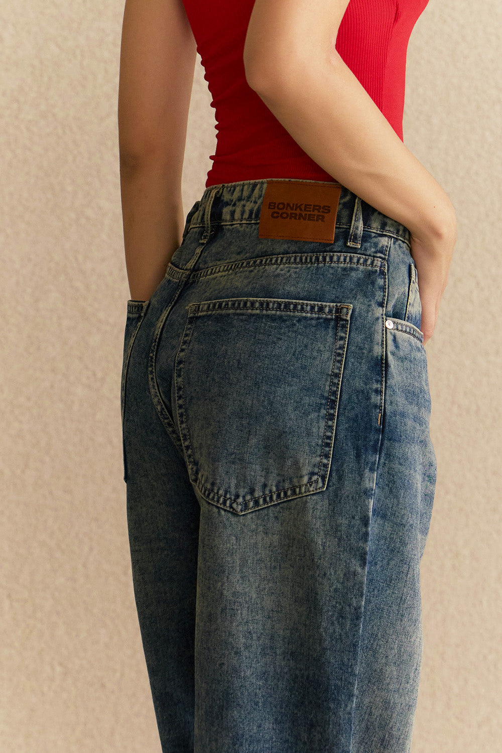 Gravel Wash Wide Leg Jeans - BonkersCorner