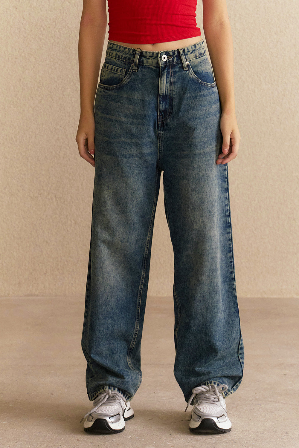 Gravel Wash Wide Leg Jeans