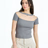 Grey Choker Off Shoulder Top - BonkersCorner