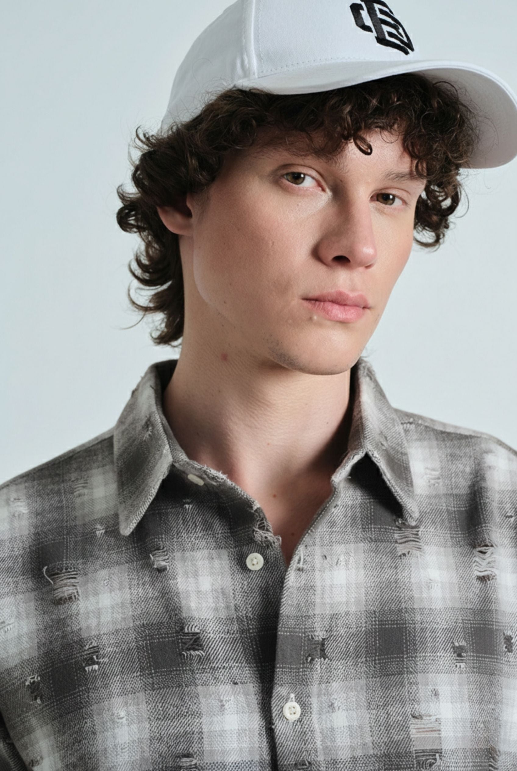 Grey Distressed Plaid Overshirt - BonkersCorner