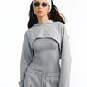 Grey Layered Crop Hoodie - BonkersCorner