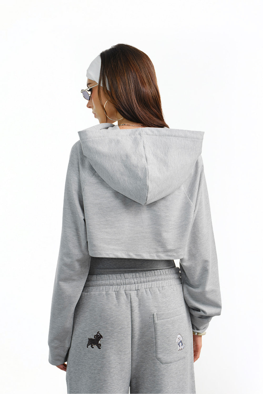 Grey Layered Crop Hoodie - BonkersCorner