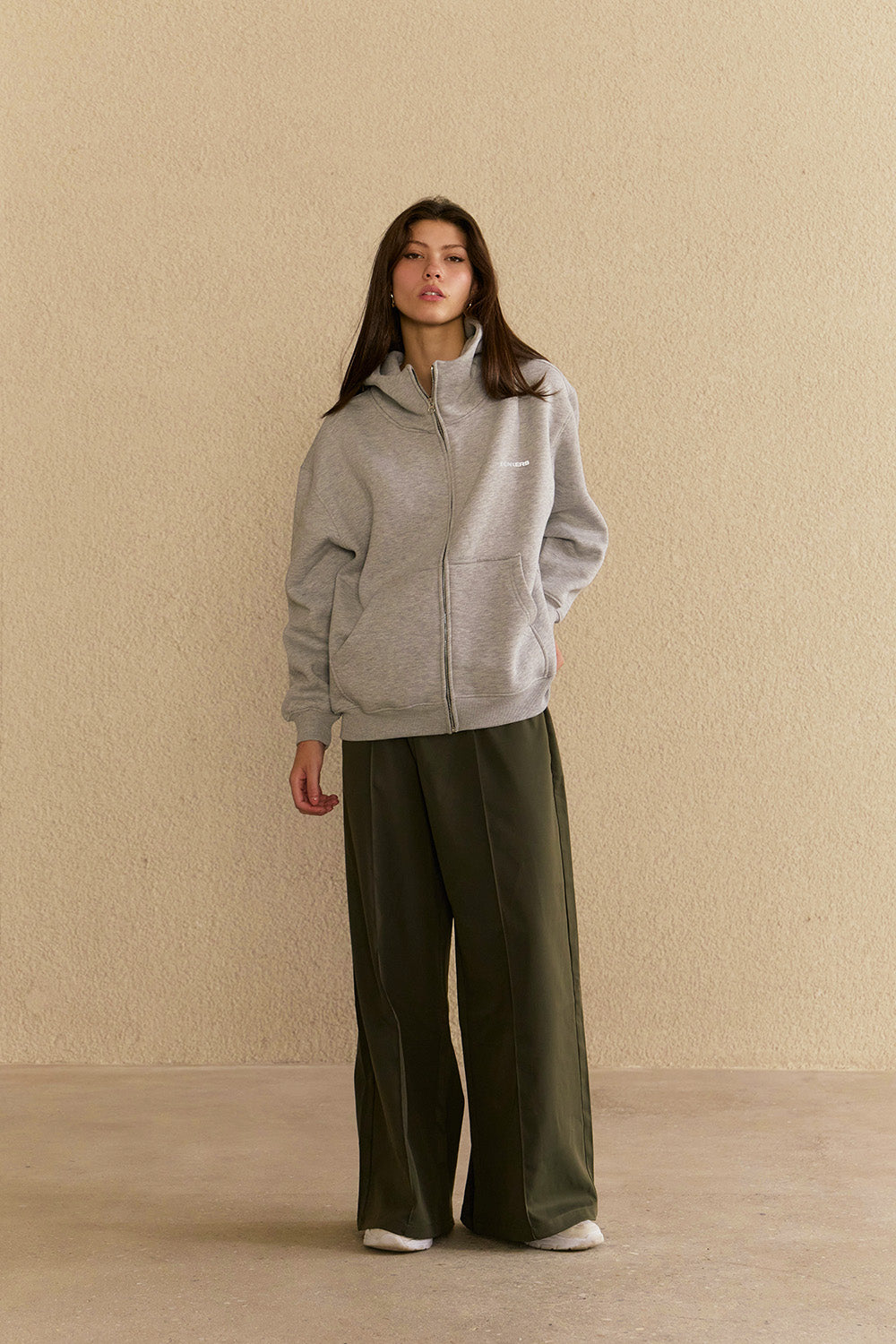 Grey Melange Classic Zip Hoodie