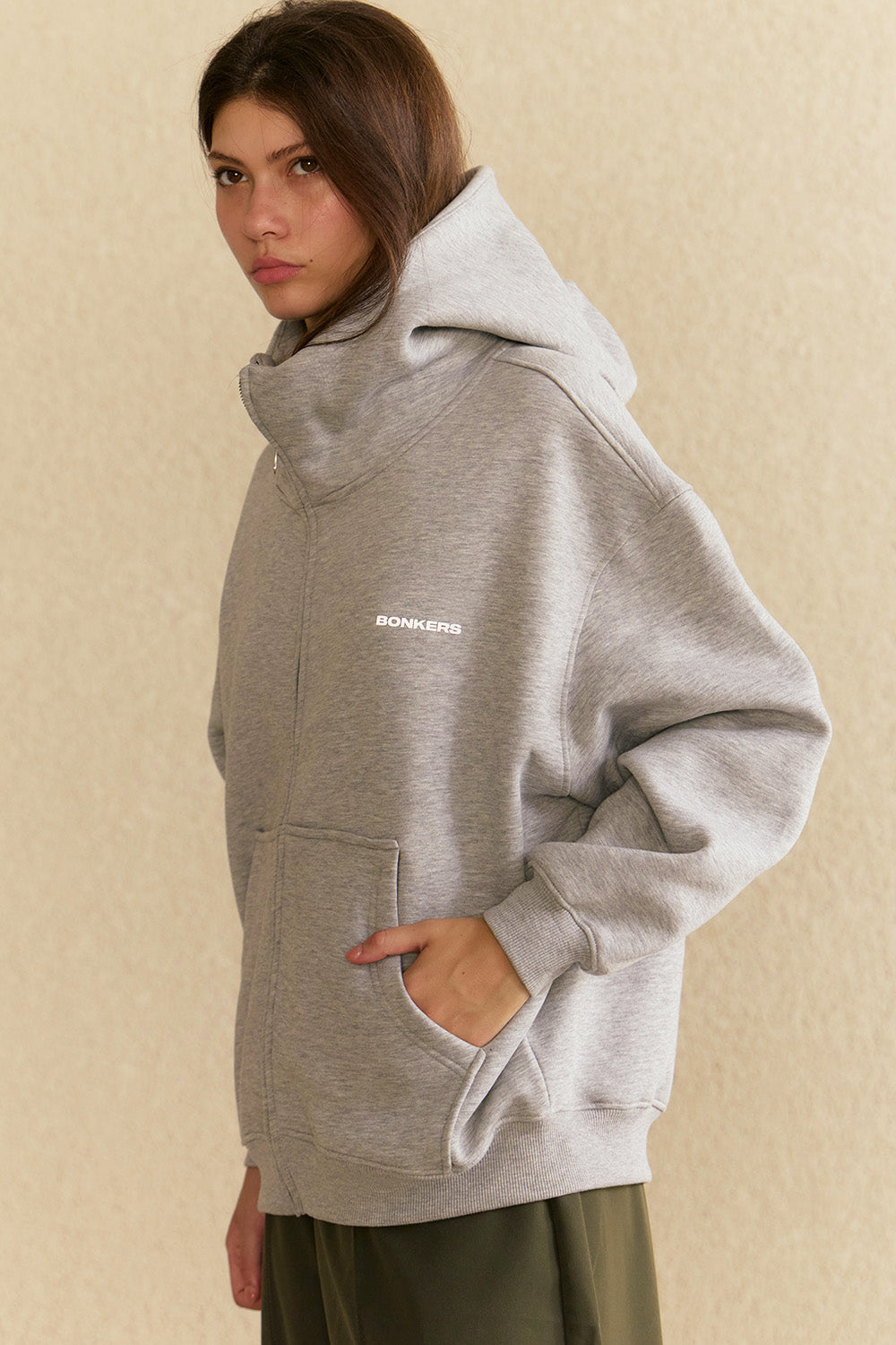Grey Melange Classic Zip Hoodie