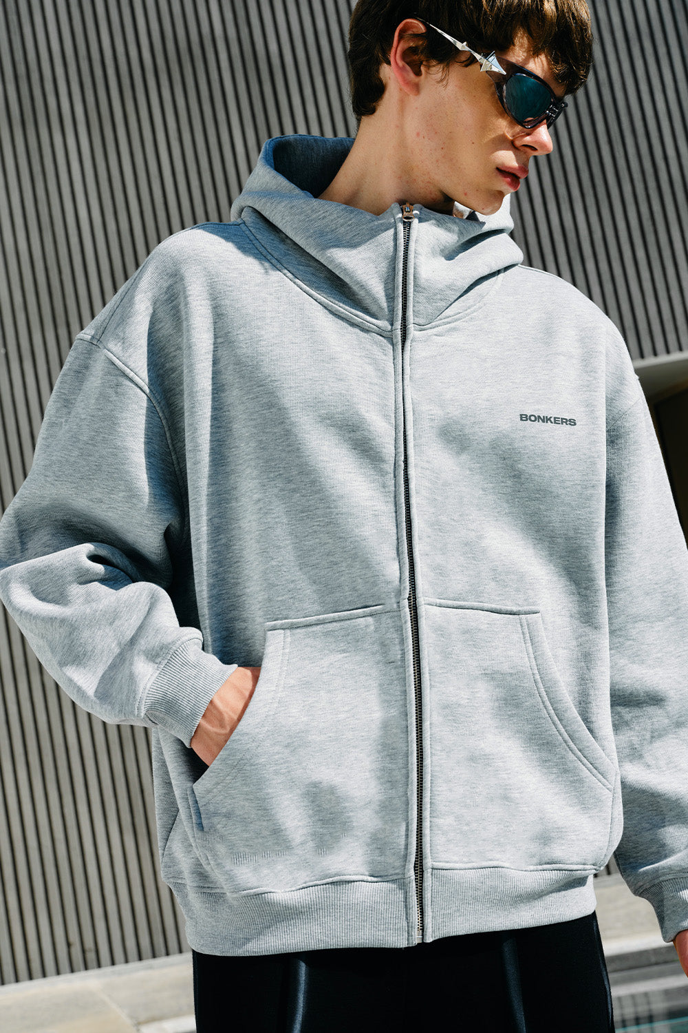 Grey Melange Classic Zip Hoodie