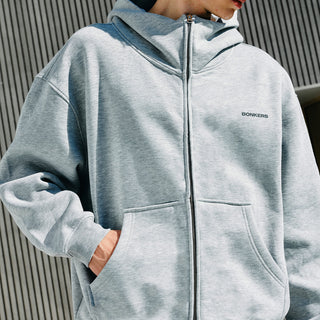 Grey Melange Classic Zip Hoodie - BonkersCorner