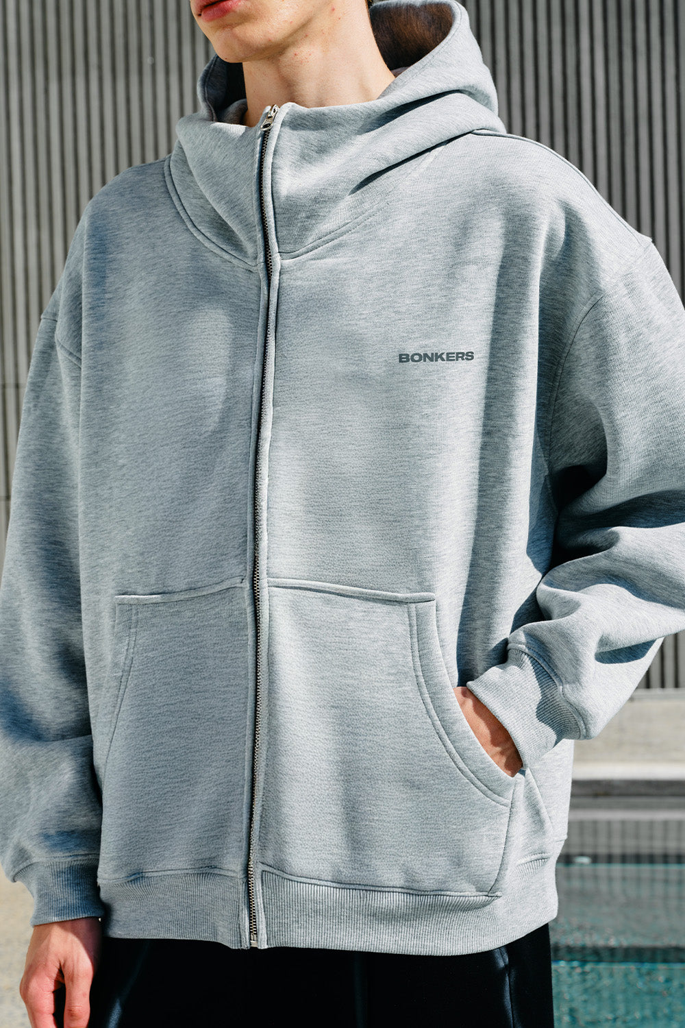 Grey Melange Classic Zip Hoodie