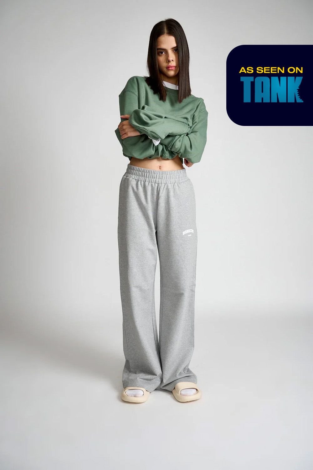 Grey Melange Wide-Leg