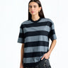 Grey Monochrome Stripe Oversized T-shirt - BonkersCorner