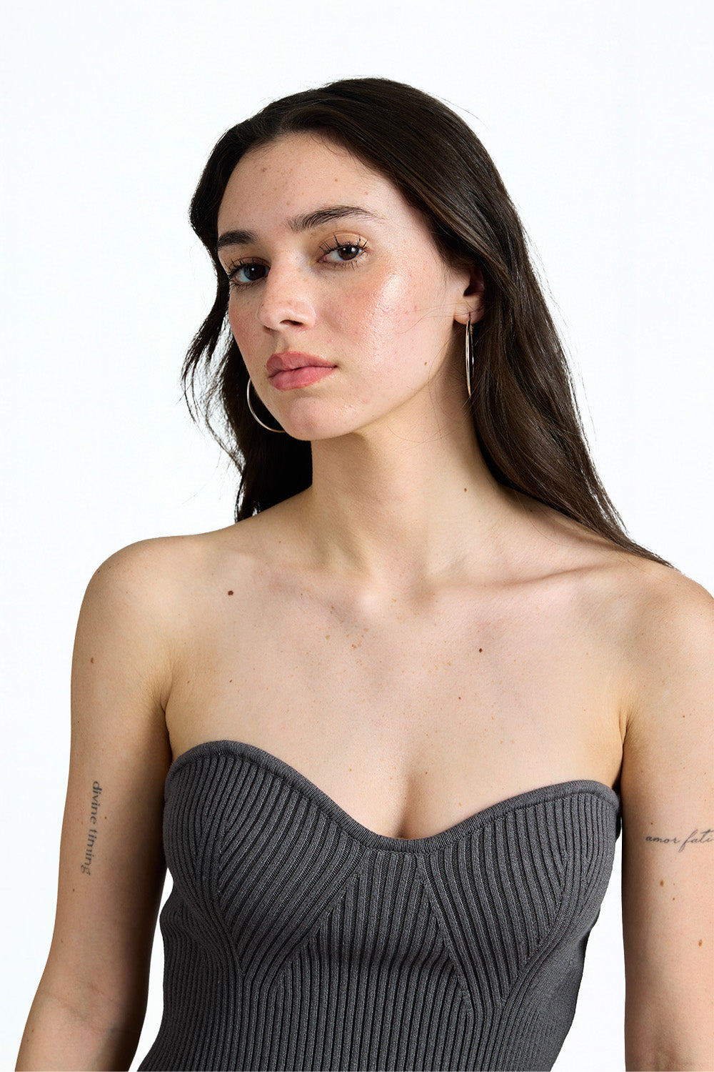Grey Sculpted Sweetheart Top - BonkersCorner
