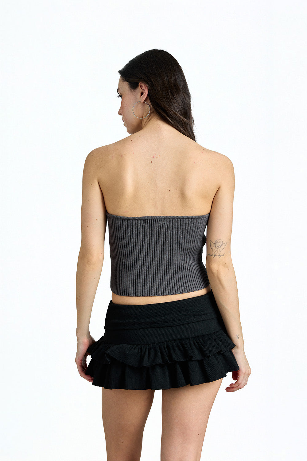 Grey Sculpted Sweetheart Top - BonkersCorner