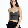 Grey Sculpted Sweetheart Top - BonkersCorner