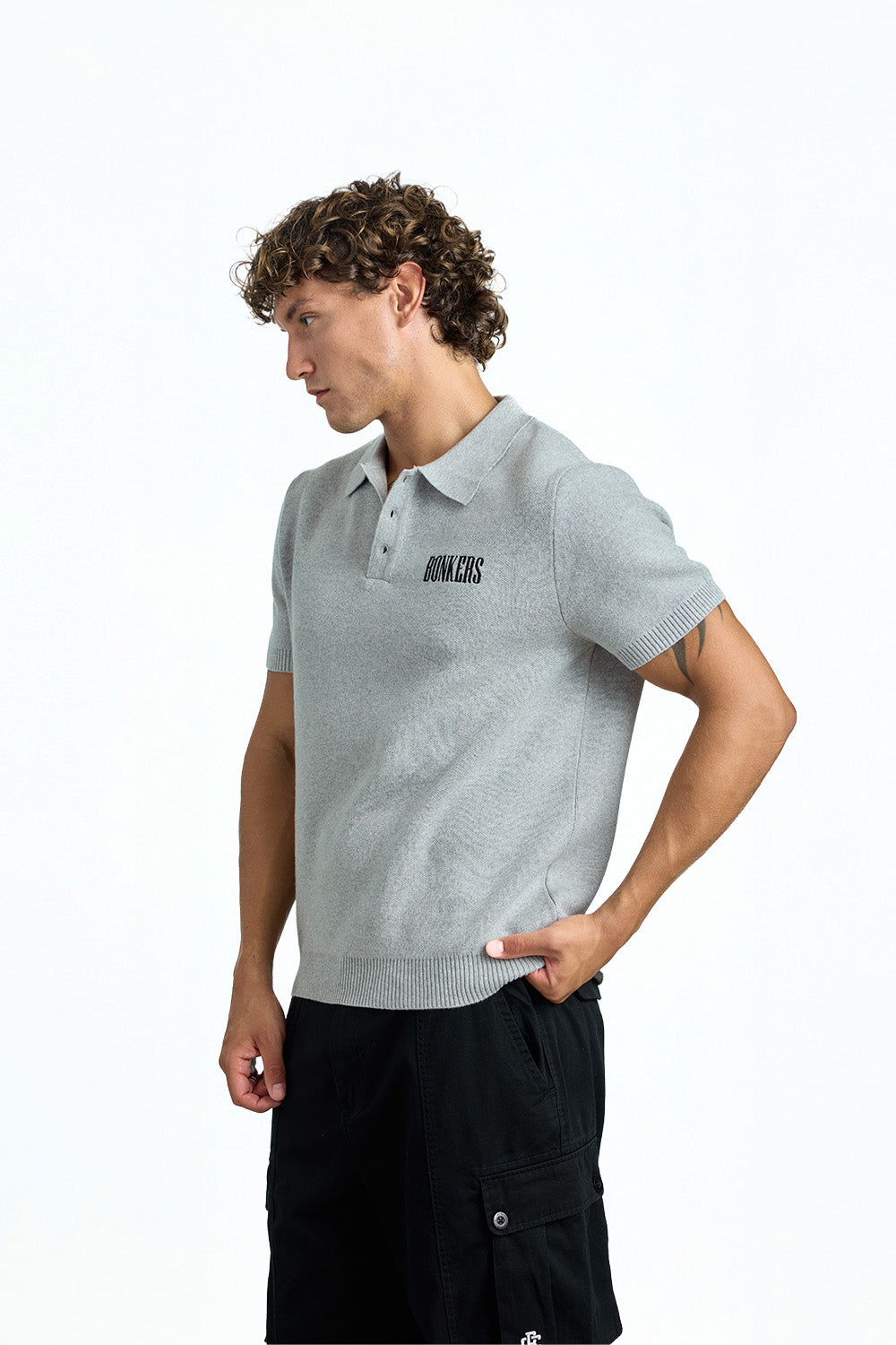 Grey Signature Knit Polo - BonkersCorner