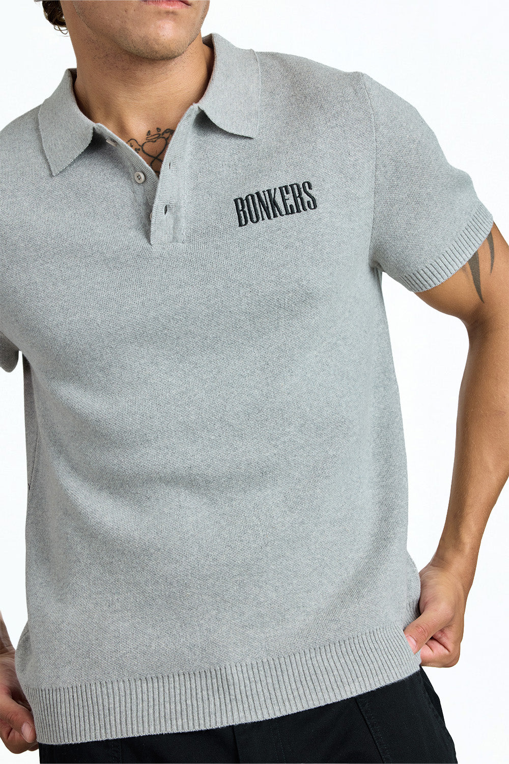 Grey Signature Knit Polo - BonkersCorner