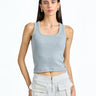 Grey Solid Ribbed Tank - BonkersCorner
