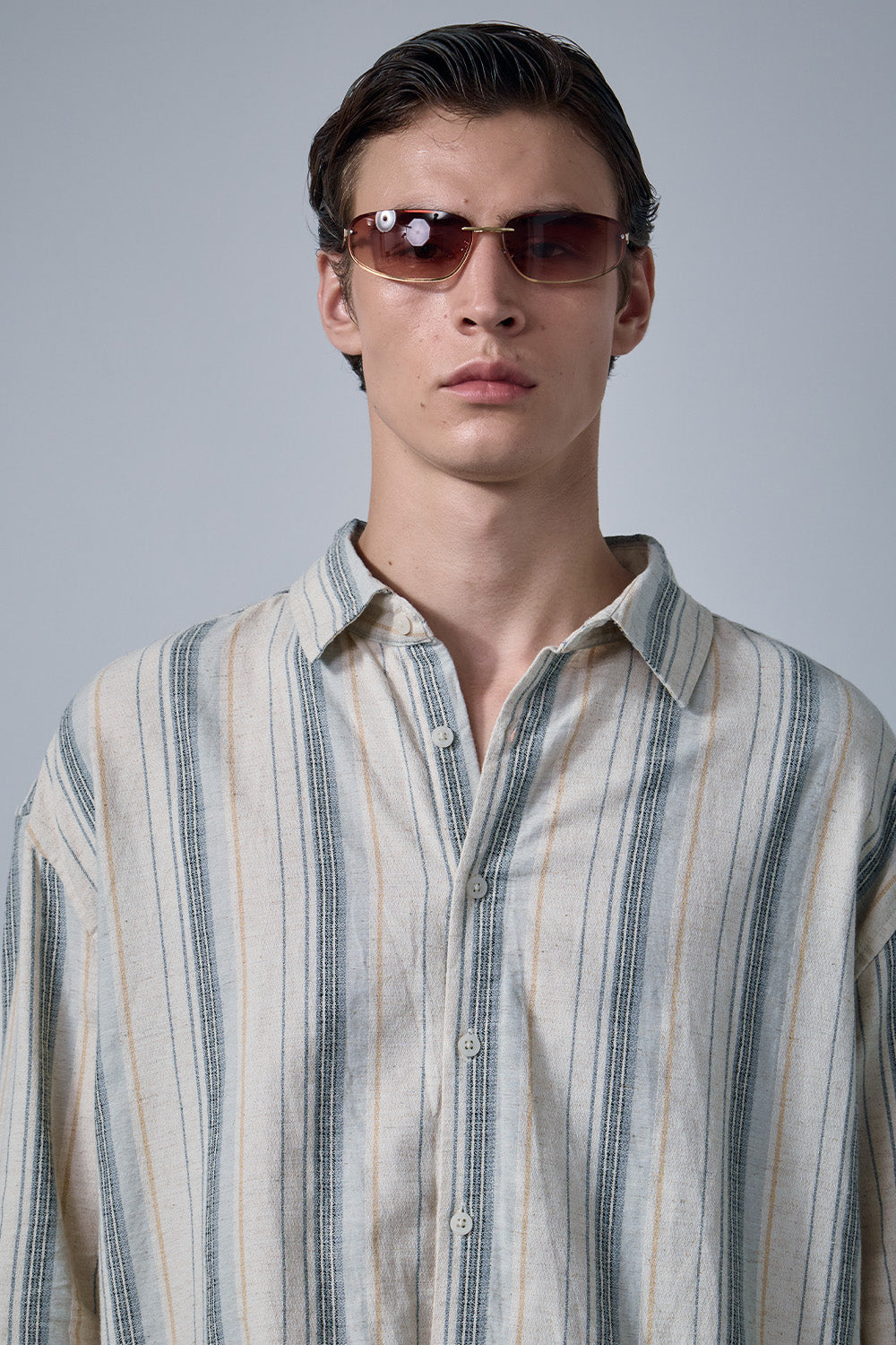 Grey Striped Full Sleeve Shirt - BonkersCorner