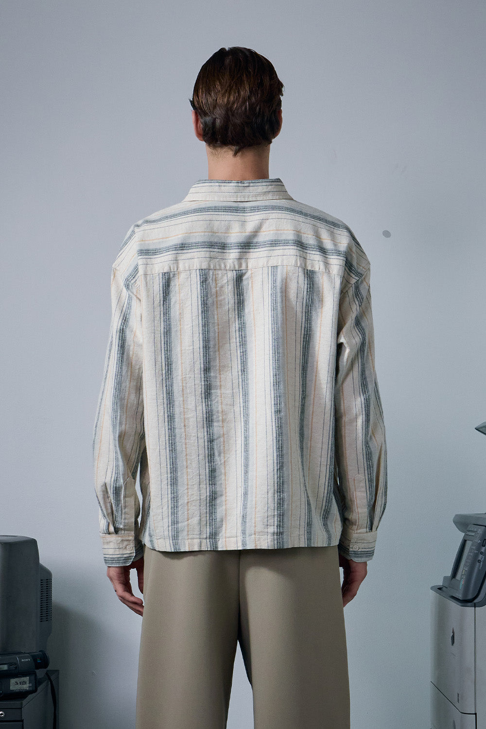 Grey Striped Full Sleeve Shirt - BonkersCorner