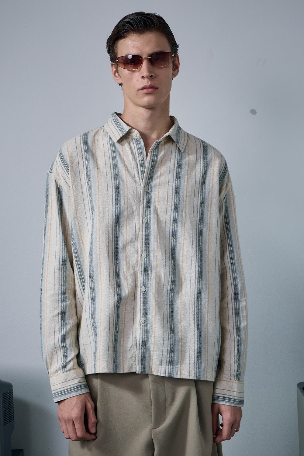 Grey Striped Full Sleeve Shirt - BonkersCorner